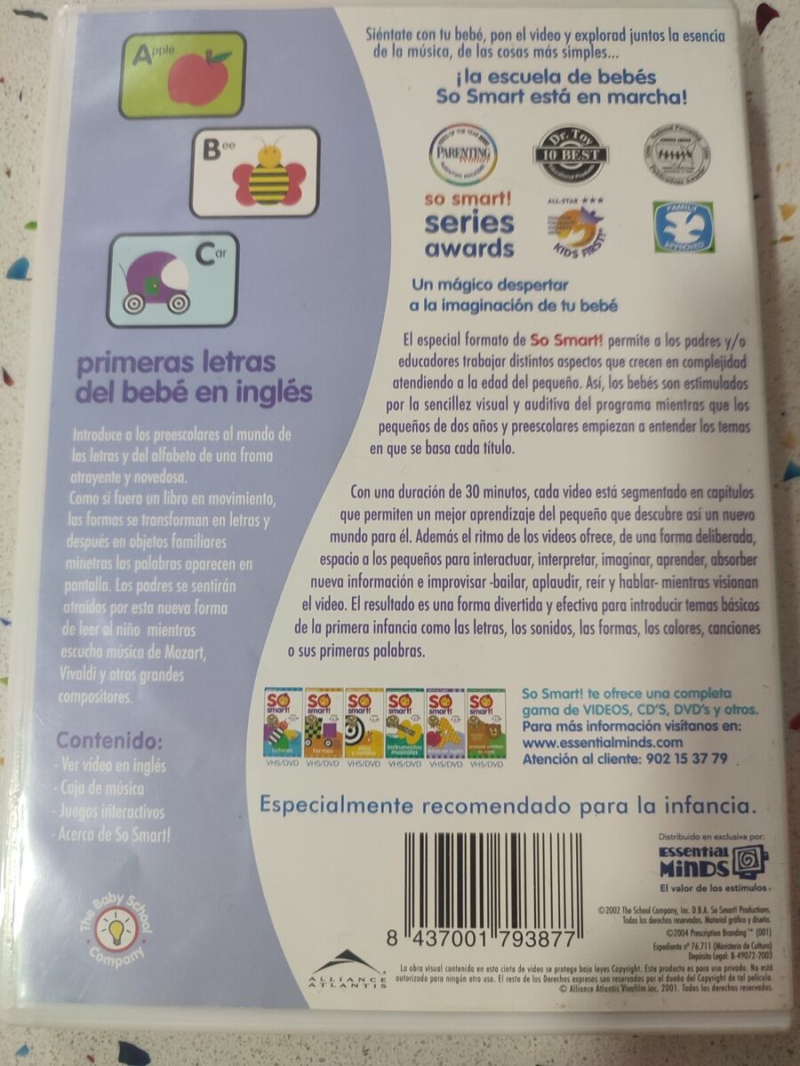 Letters DVD So Smart! School Of Baby 9-36 Months Childhood Spanish