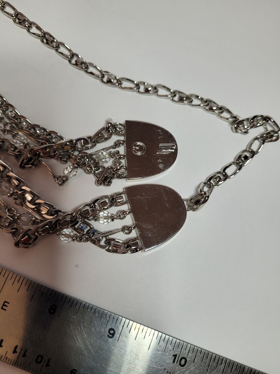 ST JOHN silver chain belt with crystals . ST. JOHN SILVER CHAIN CRYSTAL BELT SIZE S NWOTS! main image 3