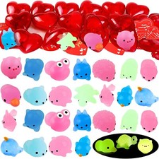 28Pack Valentines Day Gift Cards with Glow in The Dark Mochi Squishies Toys F...