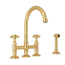 Rohl A1461XMWSIB-2 Deck Mounted Kitchen Faucet W/ Side Spray ITALIAN BRASS New 