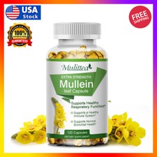 120 Mullein Leaf Capsules for Lung Cleansing Detox Herbal Dietary Supplement