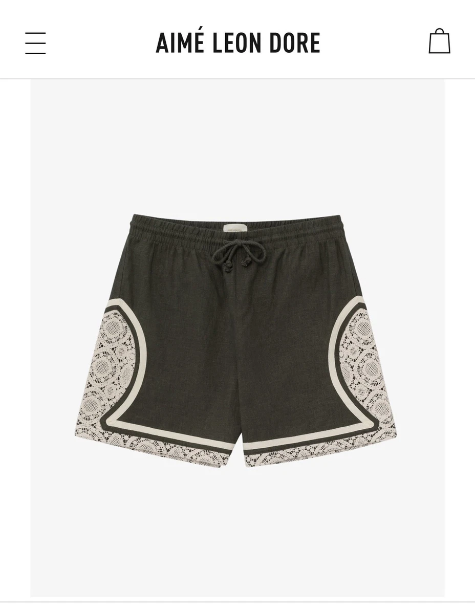 Aime Leon Dore Lace Linen Basketball Short Kombu Green Size L