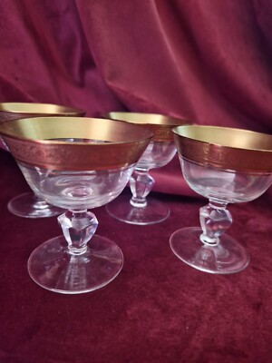 Theresienthal 4 Likörgläser Concord 24K Gold Mintonborde Handfertigung H 7,5cm
