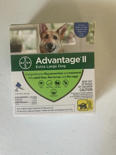 Advantage II lice and Flea prevention for Extra Large Dog Over 55lbs,4 Doses