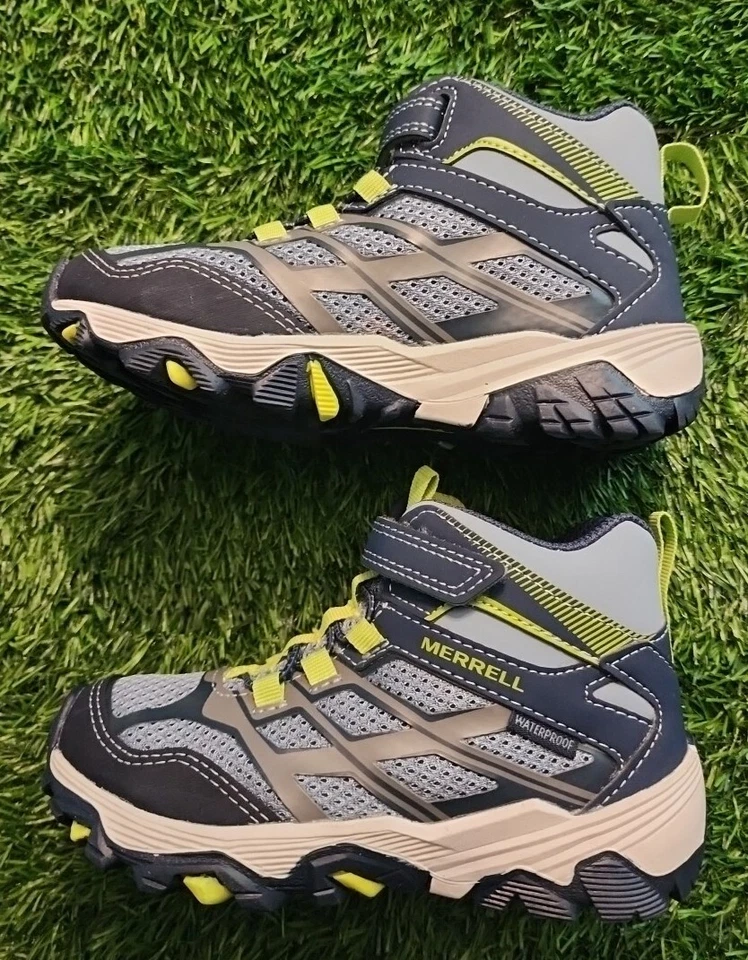 ¡NUEVO! Merrell Moab FST Mid Niños Gris Azul Gamuza 10.5W Senderismo Botas Impermeables Foto 2 de 4