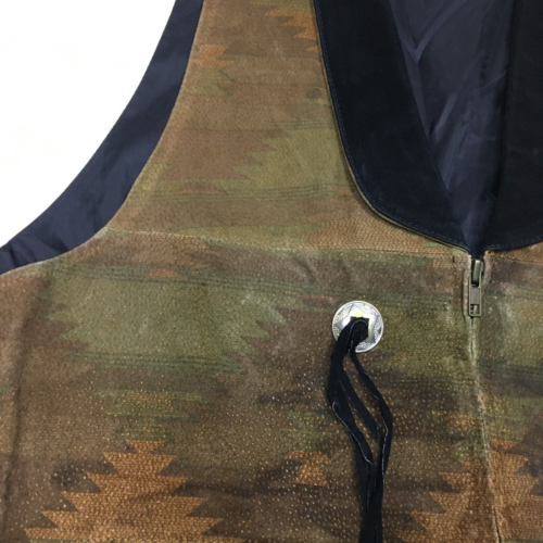 NWT VICHEN of USA Multicolor Genuine Suede Leather Western Zip Up Vest sz XL - Picture 7 of 10