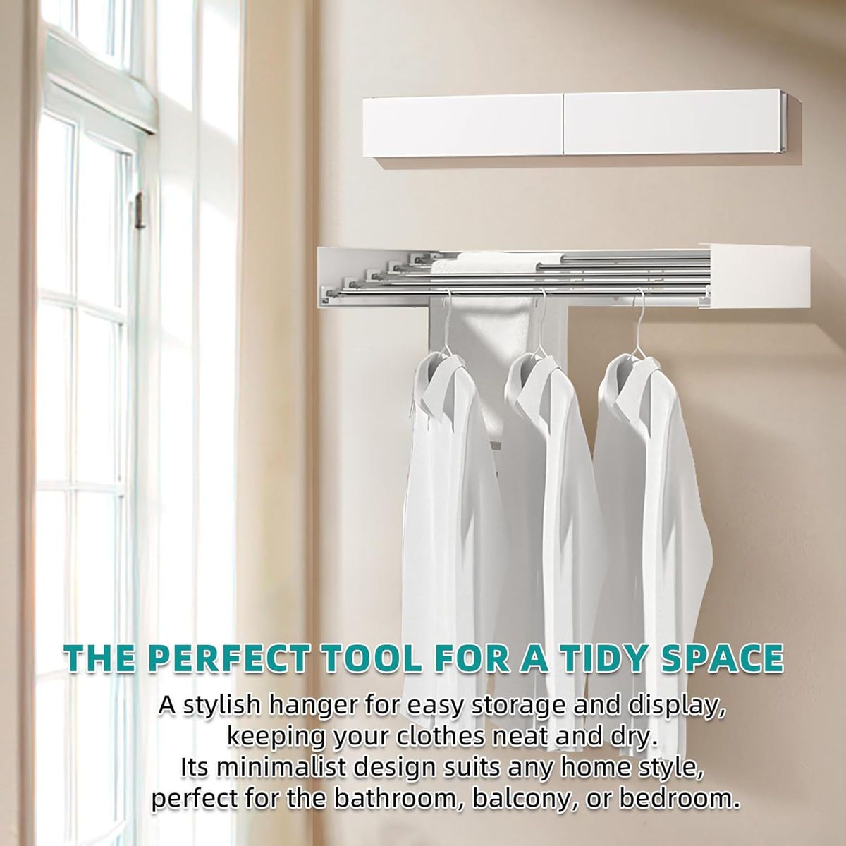 Foldable Laundry Rack Wall Mounted Drying Rack - With 5 Rods, Holds ...