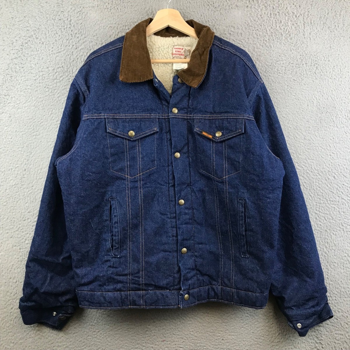 Saddle King Mens Vintage Denim Jacket With Corduroy Collar