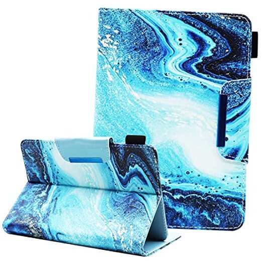 Universal 7 8 Inch Android Tablet Case, Nannxiebky Multi-Angle 02 Blue Marble