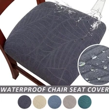 4pcs Waterproof Seat Covers for Dining Room Chairs, Stretch Chair Seat Covers