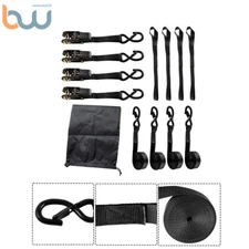 Aluminum 15 FT 2200 LB Break Strength Safety Lock S Hooks 4 Pack Ratchet Straps