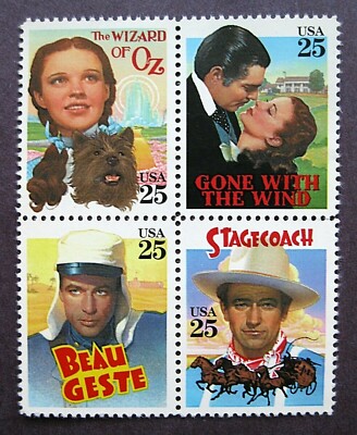 Sc # 2445-2448 (2448a) ~ Block of 4 ~ 25 cent Classic Films Issues (ga26)