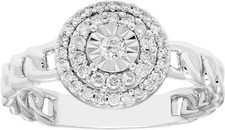 Diamond 1/4cttw Double Halo Chain Link Ring in Sterling Silver