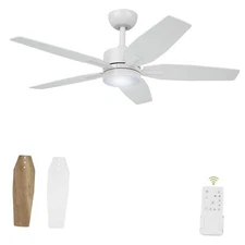 42" Ceiling Fan for Living Room - 5 Blades Modern Ceiling Fan 42 Inch White