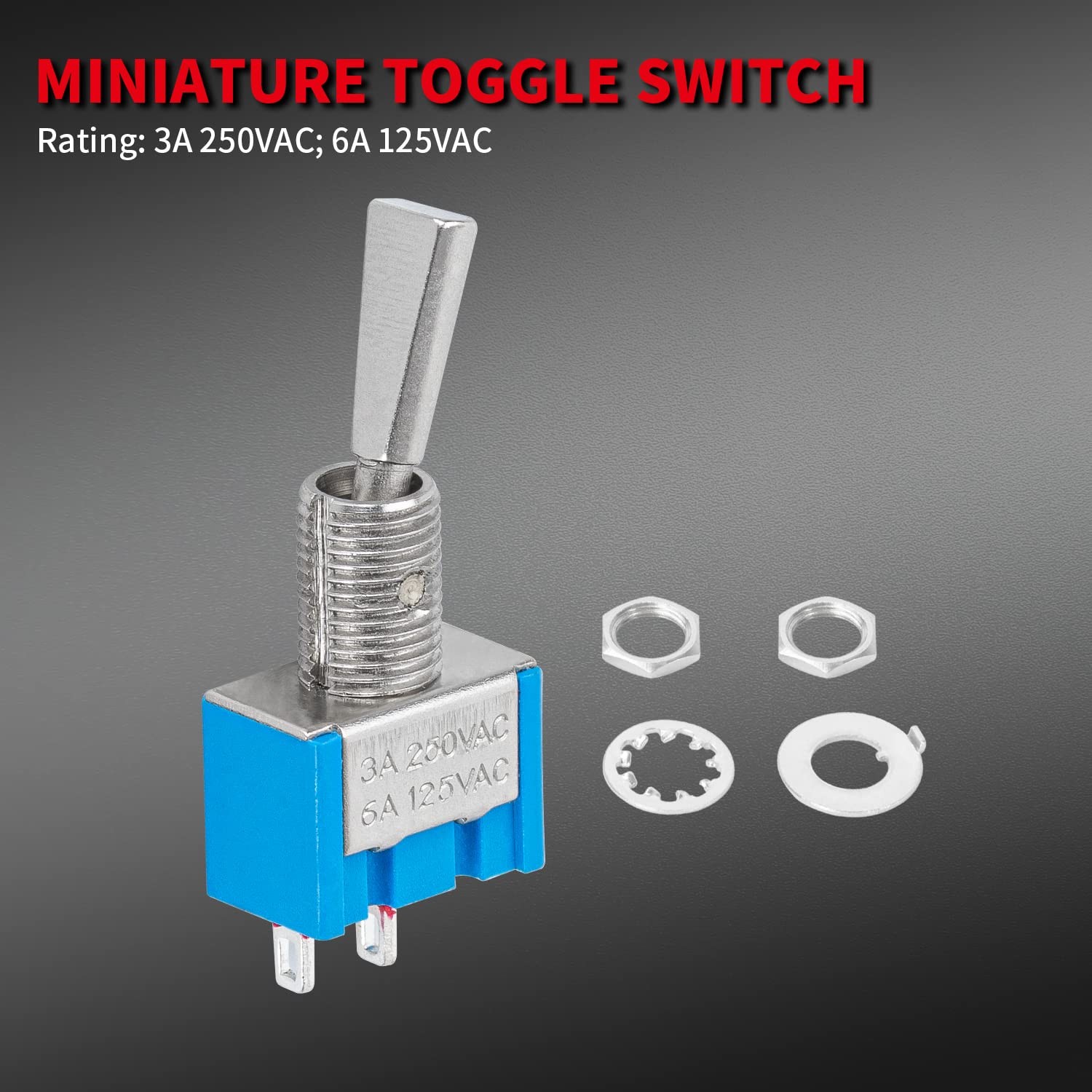 20Pcs MTS-101 2 Position Mini Toggle Switch 2 Pin SPST ON-OFF 6A 125VAC US Stock