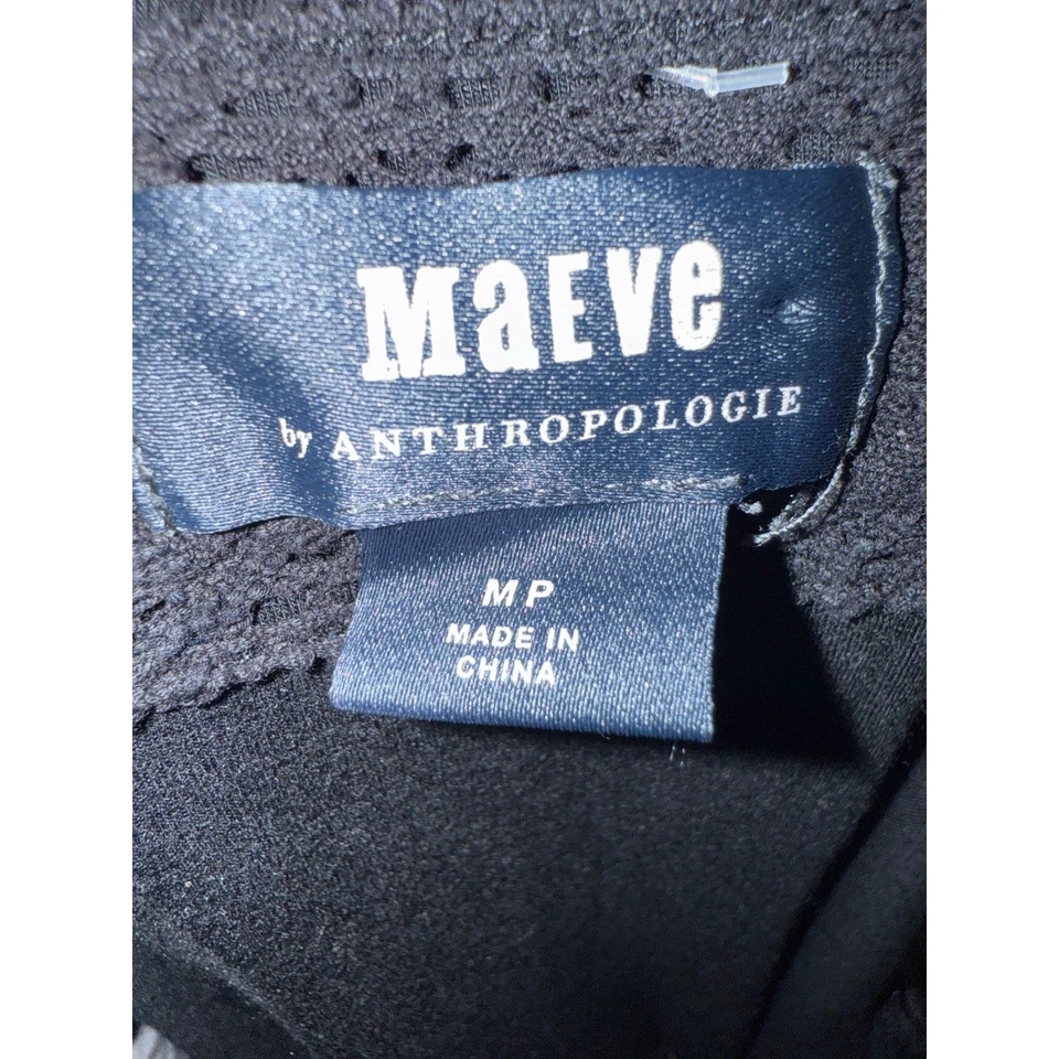 Maeve Catalina Black White Floral Short Sleeve Midi Dress Medium Petite - Image 3 of 4