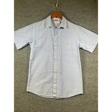 Izod Button Down Shirt Men's XL Measures Small Blue Short Sleeve Casual