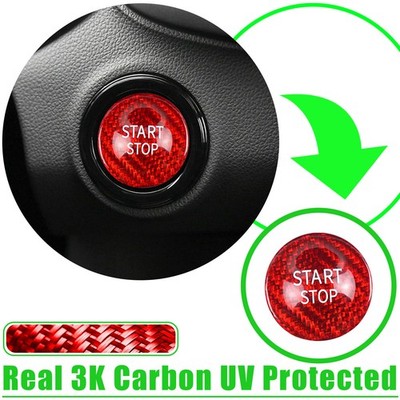 Engine Start Stop Button Cover Trim For Renault Duster Fluence Real Carbon Fiber