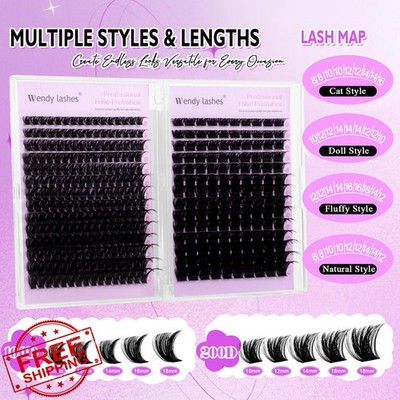 WENDY LASHES Lash Clusters 100D+200D 364PCS Wispy Individual
