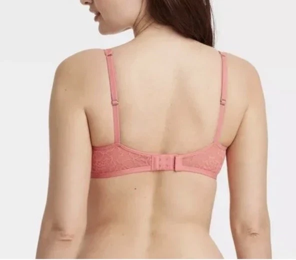 Sujetador Balconette de Encaje Sin Forro Auden Coral 36C ¡NUEVO! Foto 2 de 4