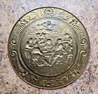 Vintage Brass Wall Plate With an Embossed Tavern Scene, Stamped Brass Relief — photo 3