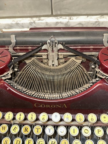 Vtg 1928 Maroon Corona 4 Model Portable Typewriter Repair - Picture 4 of 24