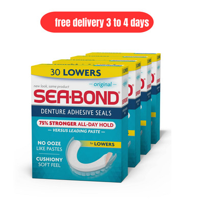 Sea Bond Lower Secure Denture Adhesive Seals, Original Flavor Seals, 30 Ct, 4 Pk