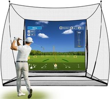 Golf Simulator Cage with Side Barriers Impact Screen 10x8 FT Golf Net with ...