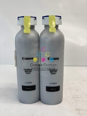 2 Genuine Canon Plotwave 300/350 Black Toner Bottles 1070066394, No Original Box