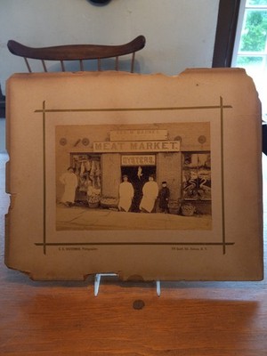 Vintage 1890s New York City Meat and Oyster Shop Market  Albumen Photograph