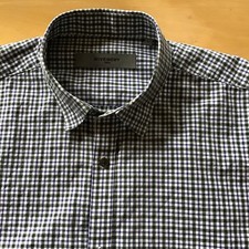 Givenchy Shirt Mens Large Button Down Short Sleeve Green White Blue Check