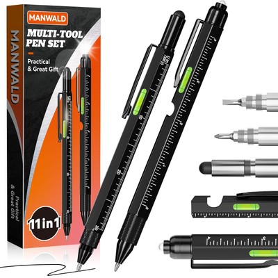 11-in-1 Multitool Pen Set with LED Light, Flathead & Phillips Screwdrivers, L...
