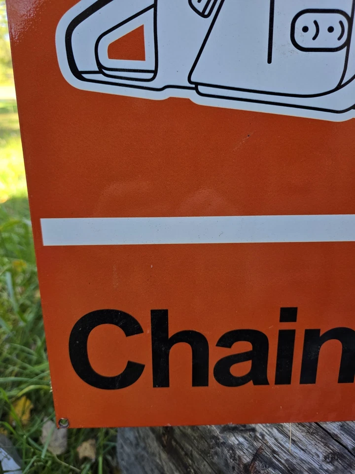 DE COLECCIÓN ENORME STIHL LAS MEJORES MOTOSIERRAS DEL MUNDO LETRERO DE PORCELANA 24"X 18" Foto 3 de 4