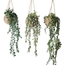 3 Pack Mini Artificial Hanging Greenary Fake Hanging Plants in Basket for Wal...