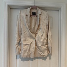 Zara Ivory Notch Lapel Woven Blazer XS Women Single-Breasted Lined Classic