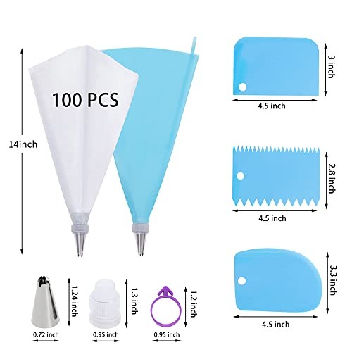 26-Piece Piping Bags & Tips Set – 12 Inch Reusable Icing Bags, 18 Stainless Steel Tips, Couplers, Ties & Cake Scrapers For Decorating