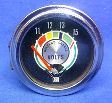 Vintage 1960s Stewart Warner Greenline 11-15 Volts Gauge Custom Face 2-1/16" WOW
