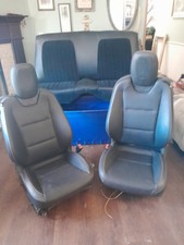 Custom Black Leather Bucket Seats Pair W Tracks Hot Rod Camaro Chevelle