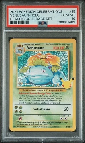 2021 Pokemon Celebrations Classic Coll Base Set #15 Venusaur Holo PSA 10