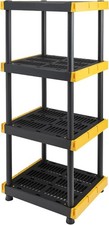 100Lbs/Shelf  Storage Heavy 4-Tier Unit, Plastic BLACK YELLOW Shelving 55 Duty