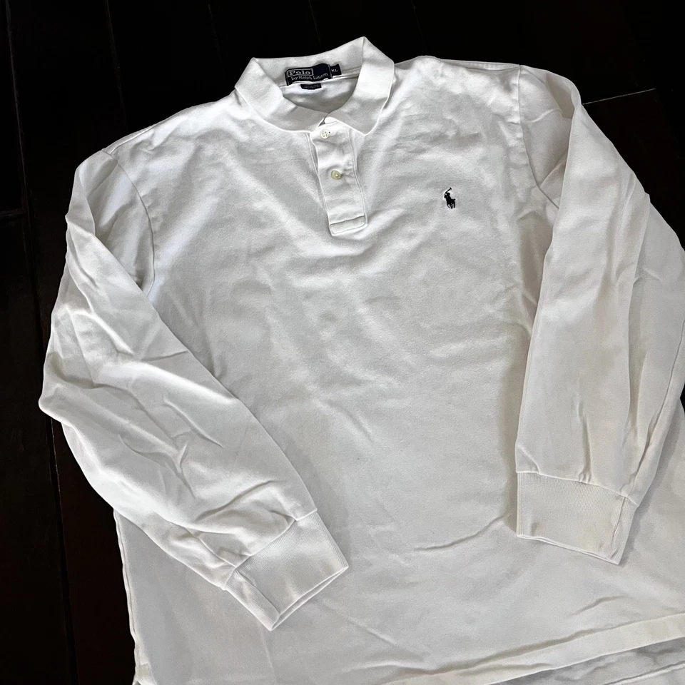 Polo Ralph Lauren Polo Para Hombres XL Alto Blanco Manga Larga Informal Golf Foto 2 de 4