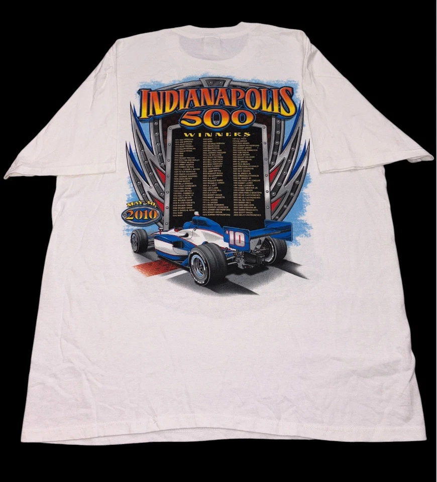 Camiseta Indianapolis Indy 500 masculina XL Winners branca 2010 nova com etiquetas gola redonda - Imagem 4 de 4
