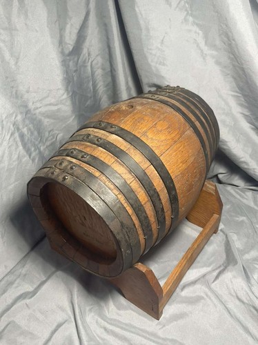 VINTAGE WILLIAM & HUMBERT DRY SACK SHERRY 10 1/2" OAK BARREL w/ STAND - Picture 1 of 6