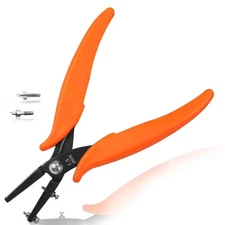 Metal Hole Punch Pliers 6" Small Round Hole Punch Pliers Two Replacement Pins...