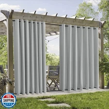 RYB HOME 2 Panels Waterproof Outdoor Curtains, Weighted Windproof