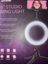 RING LIGHT 6" Inch 3 Color Temperatures w Phone Clamp 10 Bright Levels BRAND NEW