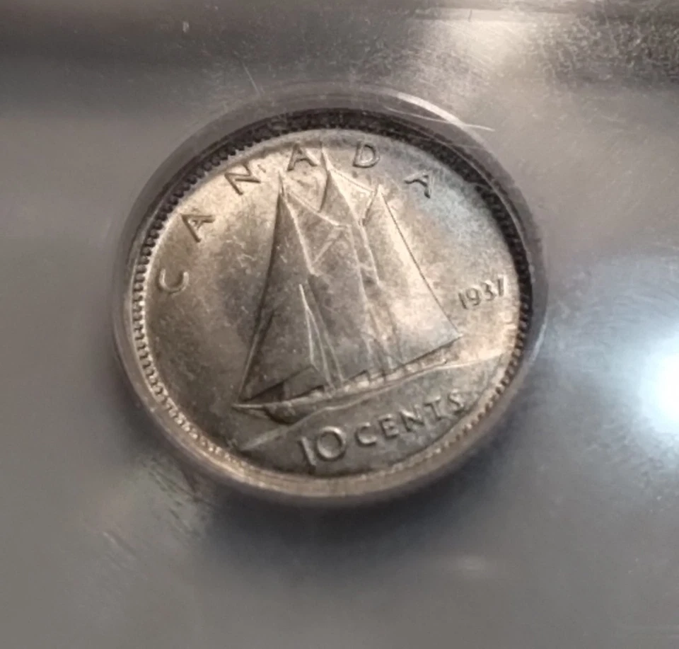 Canada 1937 Silver 10 Cents ICG MS-64 - Image 3 of 4