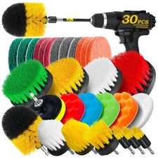 Complete Drill Brush Cleaning Set - 30-Piece for Grout, Sinks, and Car Polishing