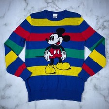 Disney 100 Youth Kids Retro Reimagined Mickey Mouse Colorful Striped Sweater L