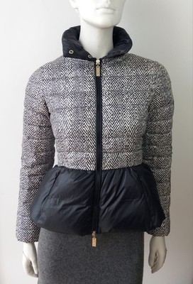 ELISABETTA FRANCHI Jacke Piumino Daunen Gesteppt Schößchen Schwarz Weiß 34/36